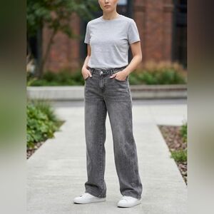 Witty Fox High Waisted Wide Leg Dad Jeans Washed Grey Sz 13/31